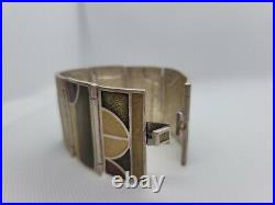 Vintage MOMA Frank Lloyd Wright & Lori McLean Enamel & Sterling Silver Bracelet