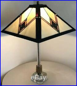 Vintage Mid Century Danish Modern Lucite Teak Frank Lloyd Wright Era Lamp