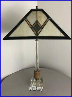 Vintage Mid Century Danish Modern Lucite Teak Frank Lloyd Wright Era Lamp