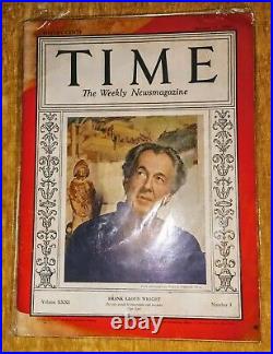 Vintage Rare Frank Lloyd Wright 1938 Time Magazine #3 Near Mint Flw