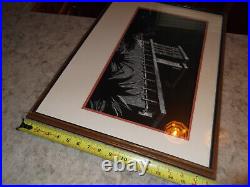 Vintage Scratchboard Art Framed Frank Lloyd Wright Style Architecture 24x17