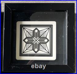 Vintage, Set Of 4, FRANK LLOYD WRIGHT (Tiles) Black & White, Black Shadow Boxes