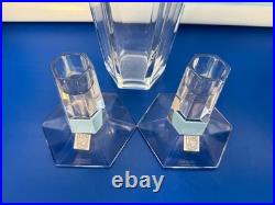 Vintage TIFFANY & CO FRANK LLOYD WRIGHT FND 1935 crystal candle holders & vase