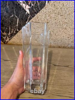 Vintage Tiffany & Co Crystal Clear Frank Lloyd Wright Vase Unique Home Decor 10
