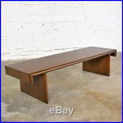 Vintage Walnut Stained Mahogany Bench Coffee Table Style of Frank Lloyd Wright f
