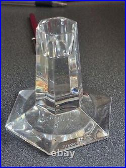 Vtg 1986 Tiffany 3.75 Pair Crystal Candle Holders Frank Lloyd Wright Signed