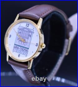 Vtg FRANK LLOYD WRIGHT Watch Men Dana Thomas House Leather NEW BATTERY & BAND