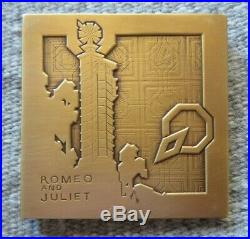 Vtg Frank Lloyd Wright Bronze Medallion Paperweight, Romeo Juliet, Medallic Art