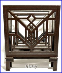 Vtg Frank Lloyd Wright Lake Geneva Tulip Window Magazine Rack Cast Metal