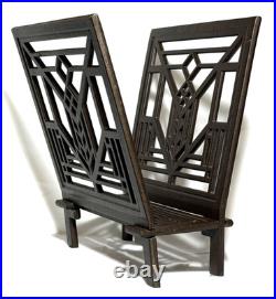 Vtg Frank Lloyd Wright Lake Geneva Tulip Window Magazine Rack Cast Metal