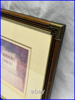 Vtg. Frank Lloyd Wright Unity Temple, Oak Park Illinois Art Print Framed 21.5x14