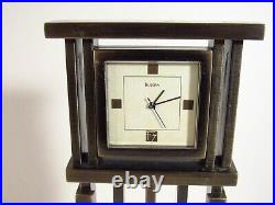 Working Frank Lloyd Wright Mission Clock Bulova B7746 Antique Brass / Bronze
