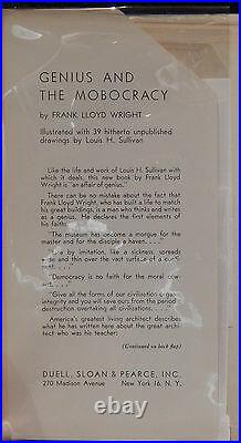 Wright, Frank Lloyd. Genius and the Mobocracy. First Edition